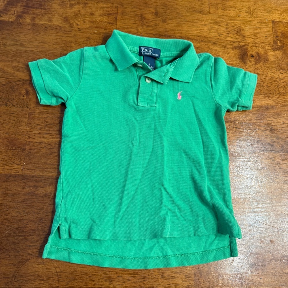 Polo Ralph Lauren Vibrant Green Kids Polo Shirt size 4 100% cotton